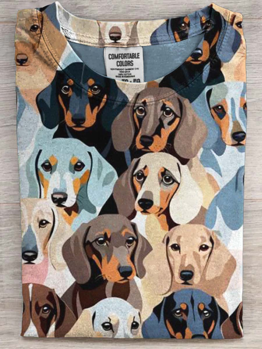 Dachshund Print Casual Short-Sleeve T-Shirt