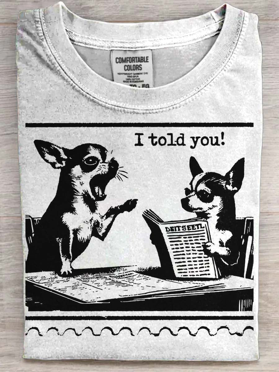 Chihuahua Fun Print Casual Short-Sleeve T-Shirt