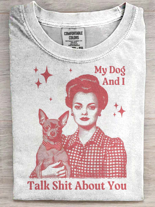 Chihuahua Retro Playful Print Casual Short-Sleeve T-Shirt