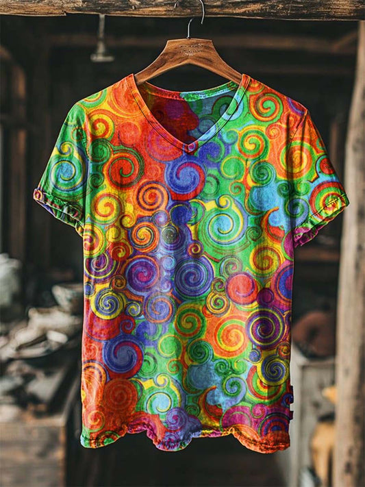 Spiral Tie-Dye Print Casual Short-Sleeve T-Shirt