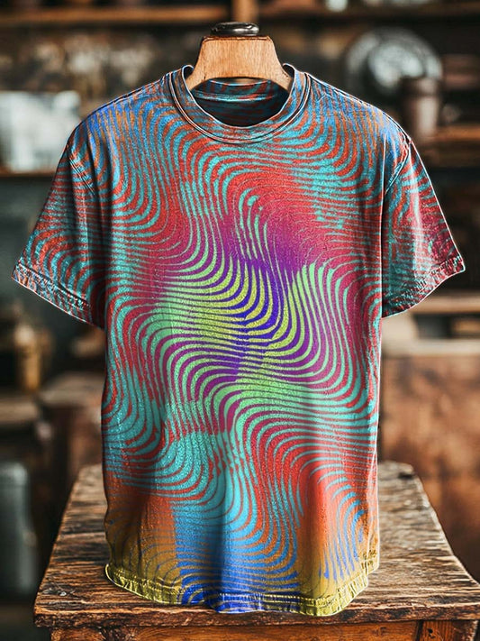 Abstract Retro Psychedelic Print Casual Short-Sleeve T-Shirt
