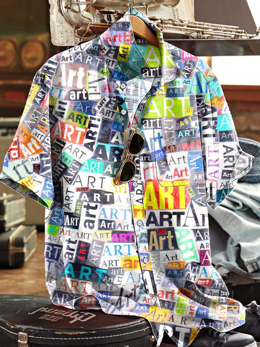 Abstract Art Print Casual Short-Sleeve Shirt