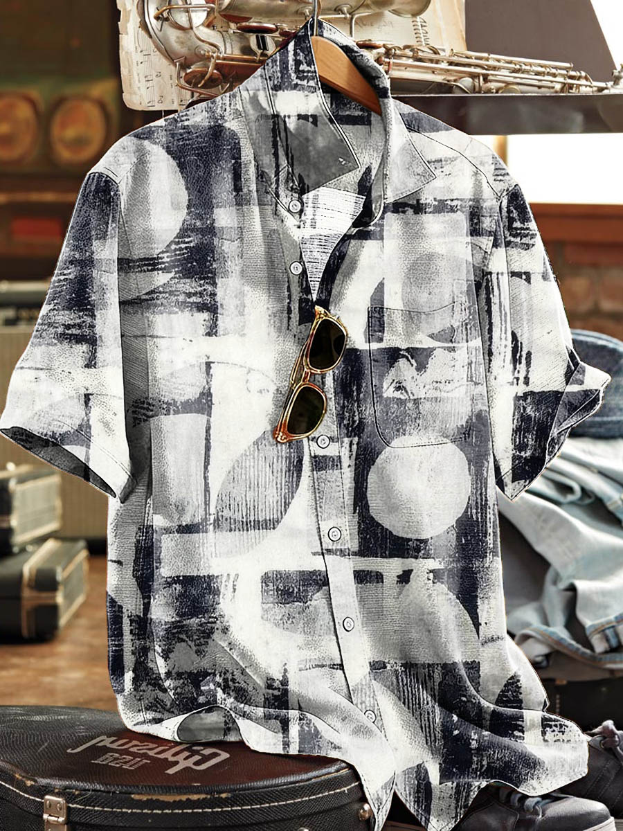 Abstract Geometric Print Casual Short-Sleeve Shirt