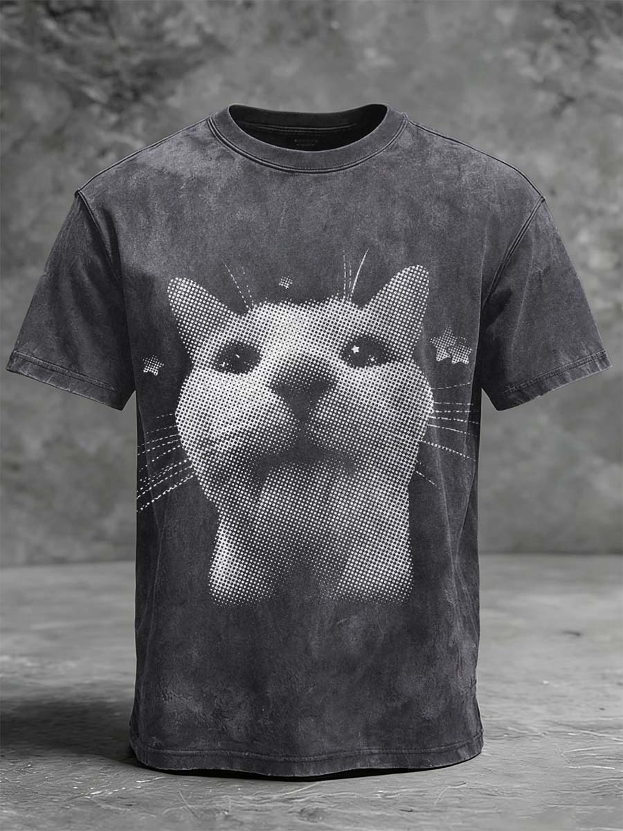 Funny Cat Print Casual Short-Sleeve T-Shirt