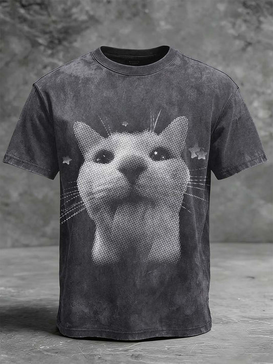 Funny Cat Print Casual Short-Sleeve T-Shirt