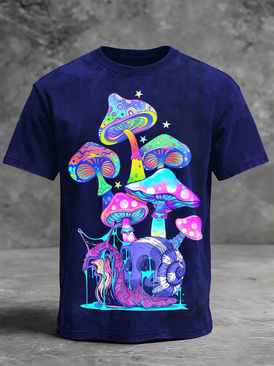 Psychedelic Mushroom Print Casual Short-Sleeve T-Shirt