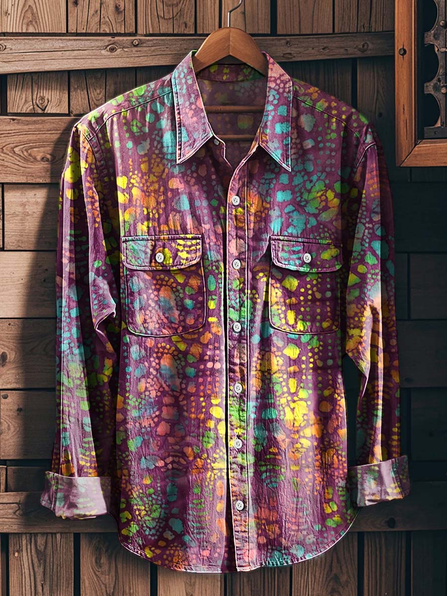 Retro Hippie Tie-Dye Printed Casual Long-Sleeved Shirt