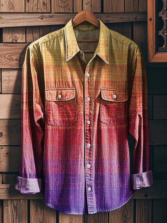 Gradient Print Casual Long-Sleeved Shirt