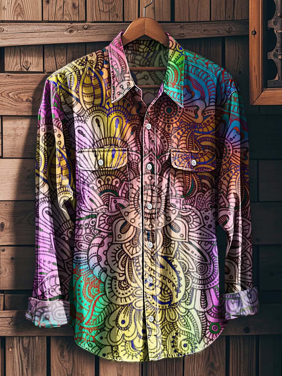Mandala Ethnic Print Casual Long-Sleeved Shirt