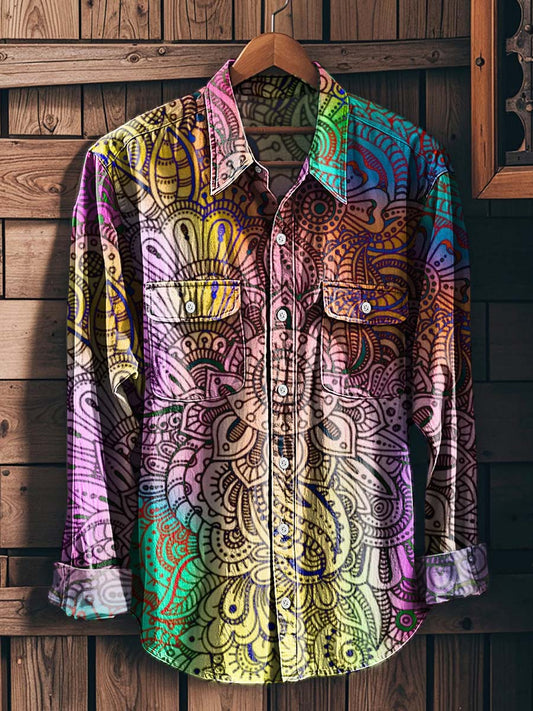 Mandala Ethnic Print Casual Long-Sleeved Shirt
