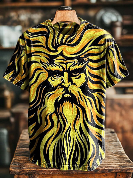 Mythical Power Totem Print Casual Short-Sleeve T-Shirt