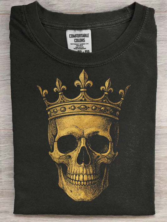 Crown Skull Print Casual Short-Sleeved T-Shirt