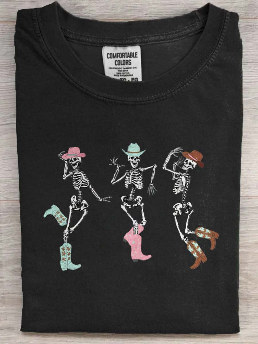 Fun Western Skull Print Casual Short-Sleeve T-Shirt