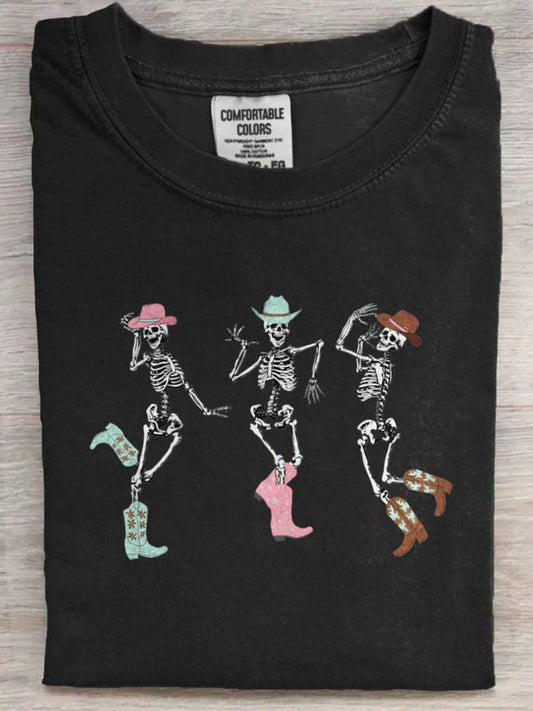 Fun Western Skull Print Casual Short-Sleeve T-Shirt