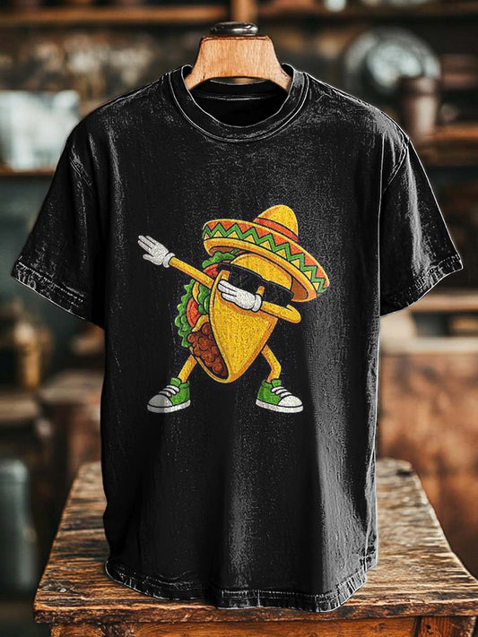 Cinco de Mayo Taco Dancing Print Casual Short-Sleeve T-Shirt