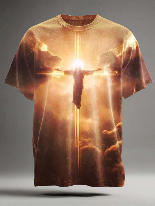 Jesus Ascension Print Casual Short-Sleeve T-Shirt