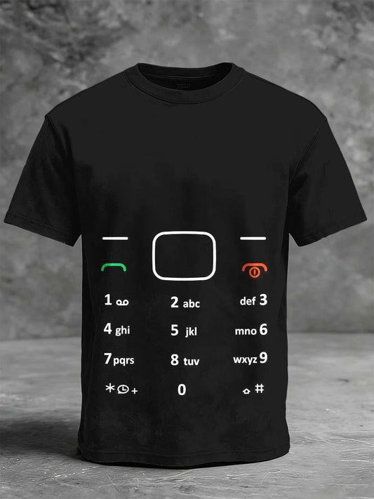 Mobile Phone Keyboard Print Casual Short-Sleeve T-Shirt