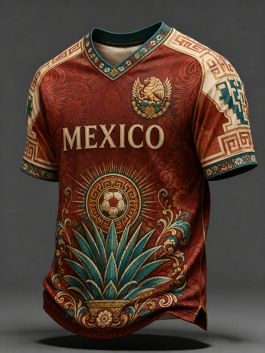 Men's Mexican Football Fan Casual Printed T-shirt