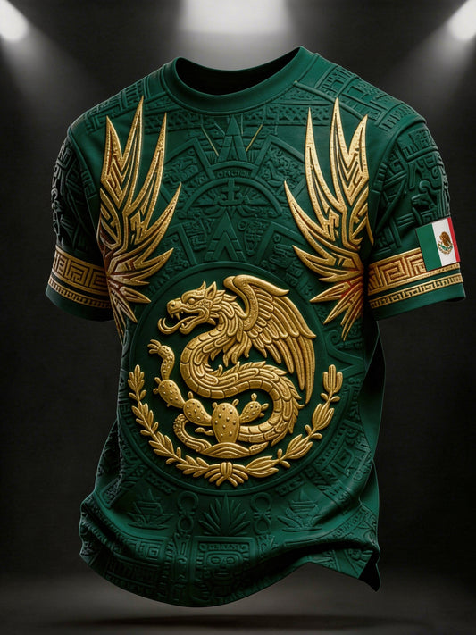 Men's Mexican Football Fan Printed Casual Short-Sleeve T-Shirt