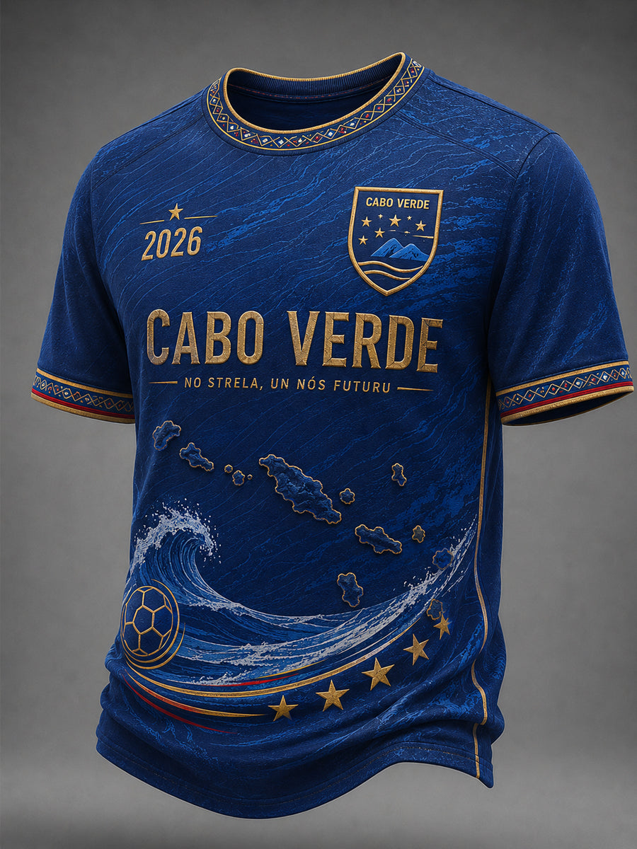 Men's Cape Verdean Football Fan Casual Printed T-shirt