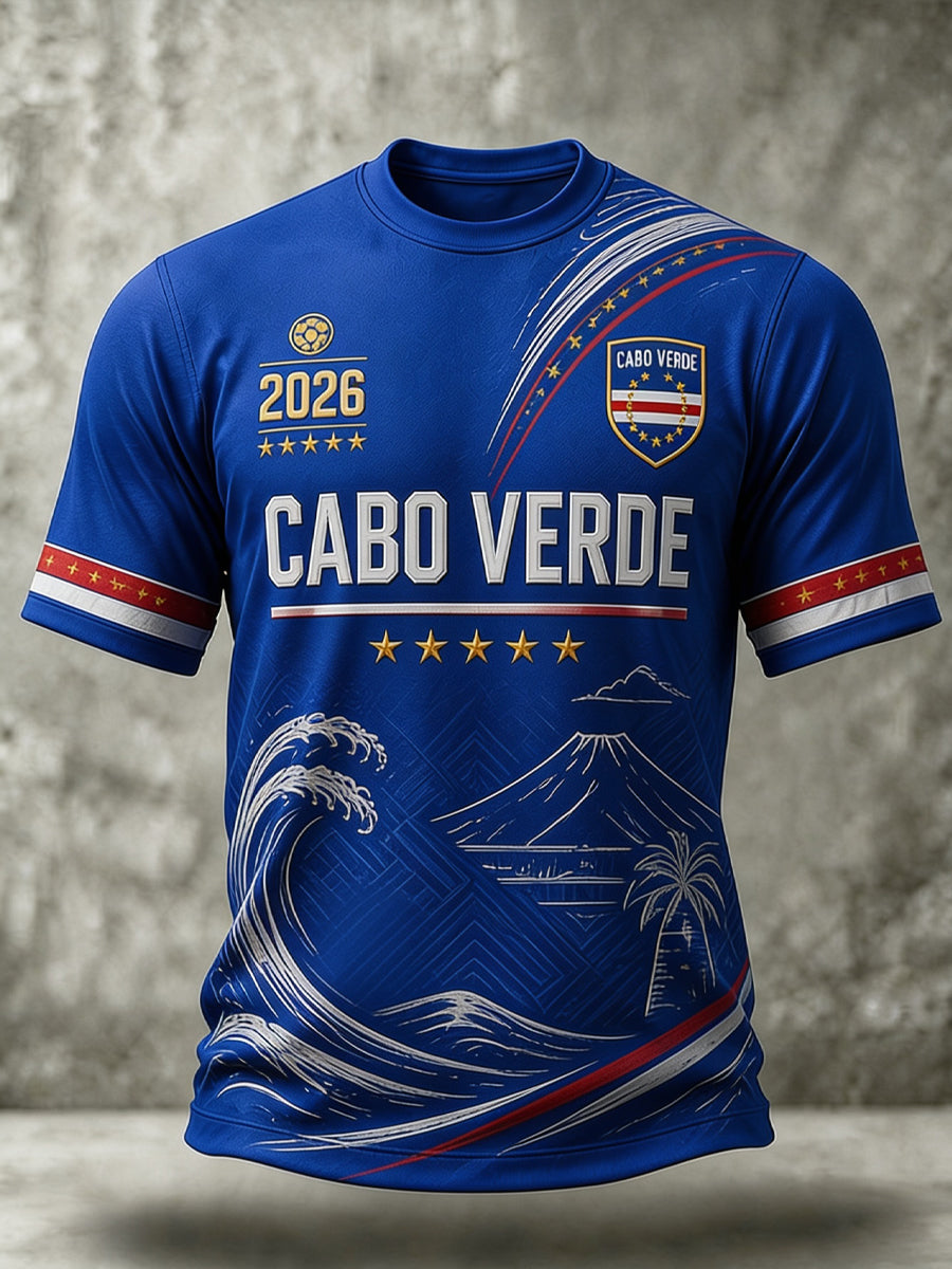 Men's Cape Verdean Football Fan Casual Printed T-shirt
