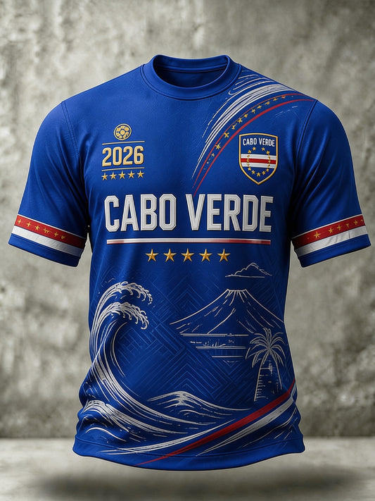 Men's Cape Verdean Football Fan Casual Printed T-shirt