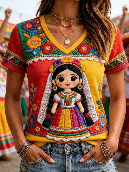 Women's Guelaguetza Festival Print Casual T-Shirt