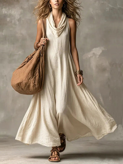 Women’S V-Neck Loose Sleeveless Floor-Length Maxi Dress
