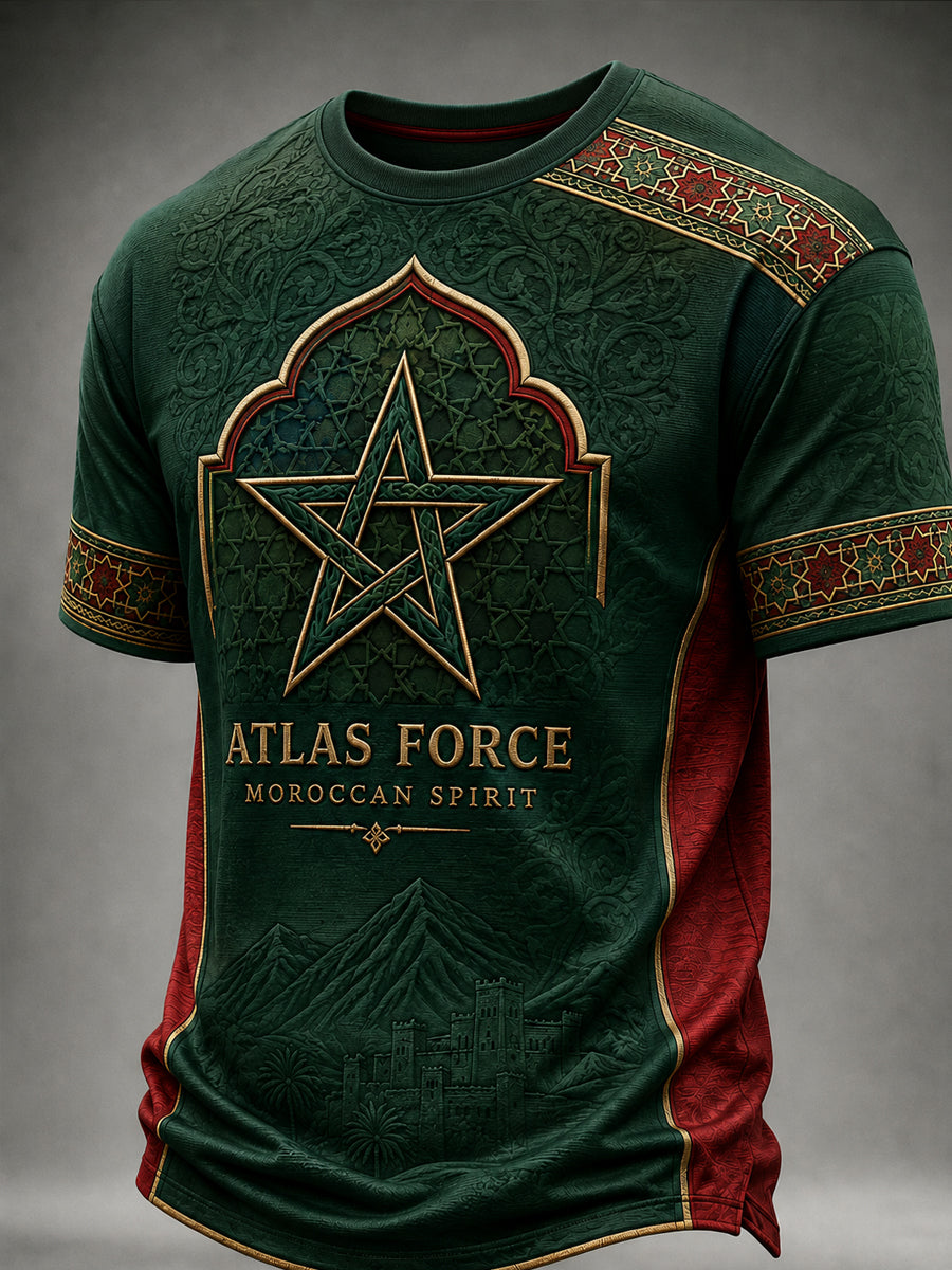 Men’s Morocco Football Enthusiast Printed Casual  T-Shirt