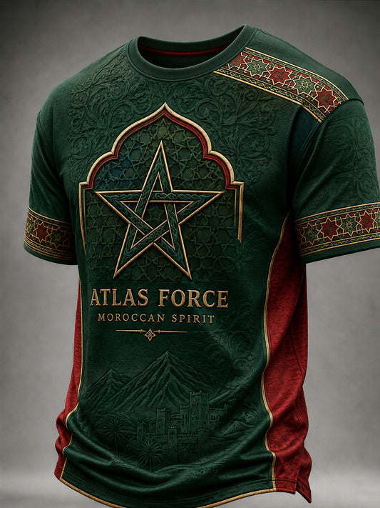 Men’s Morocco Football Enthusiast Printed Casual  T-Shirt