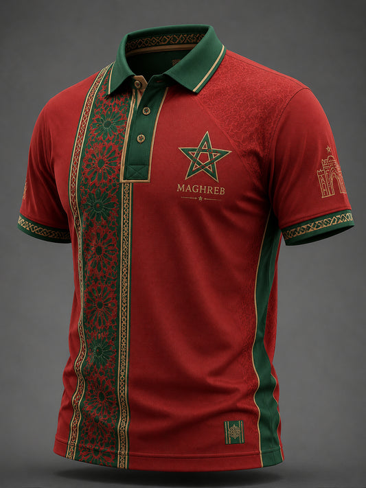 Men’s Morocco Football Enthusiast Printed Casual Polo Shirt