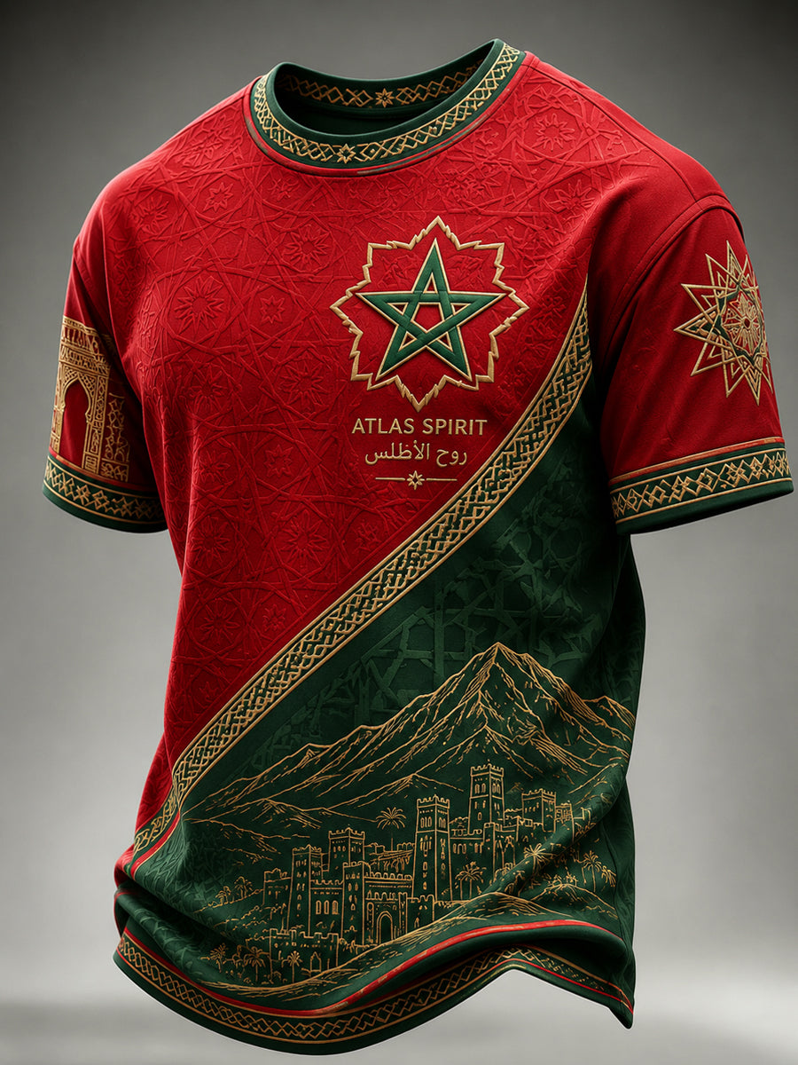 Men’s Morocco Football Enthusiast Printed Casual  T-Shirt