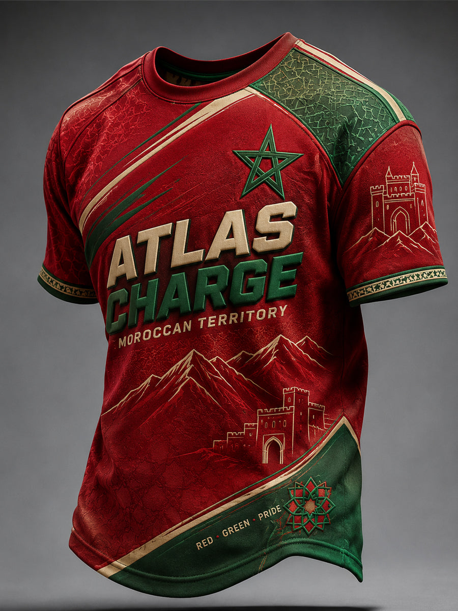 Men’s Morocco Football Enthusiast Printed Casual  T-Shirt