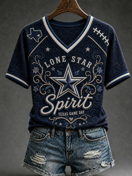 Women’s Rugby Dallas Cowboys Printed Casual Short-Sleeve T-Shirt