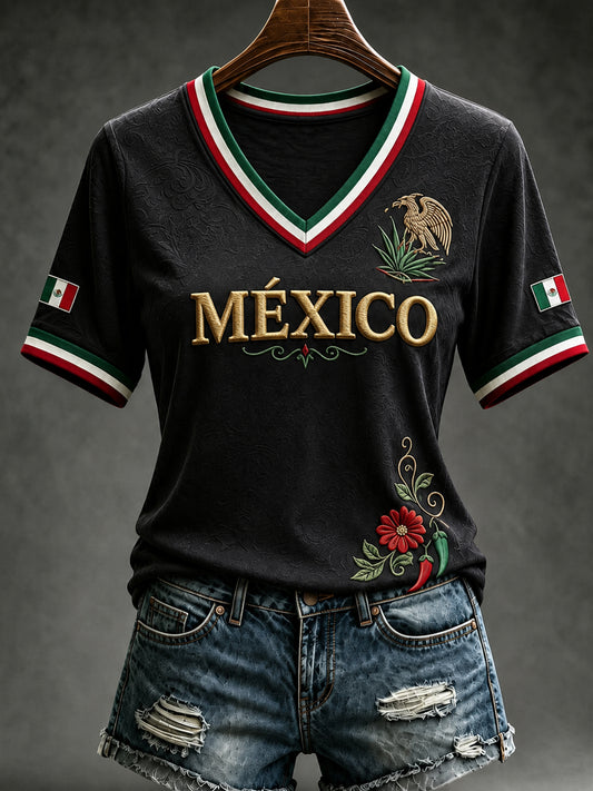 Women’s Mexico Independence Day Print Casual Short-Sleeve T-Shirt