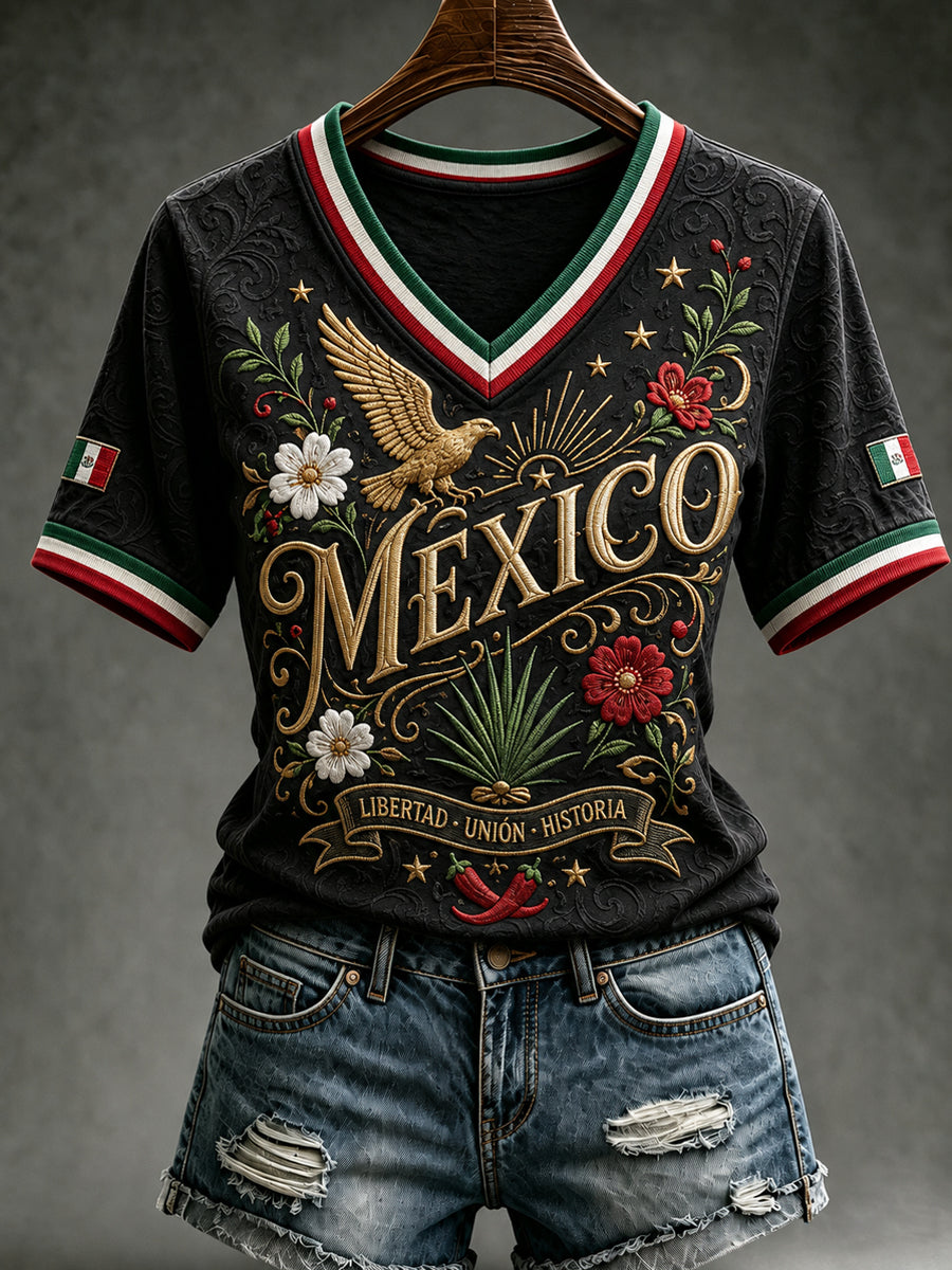 Women’s Mexico Independence Day Print Casual Short-Sleeve T-Shirt