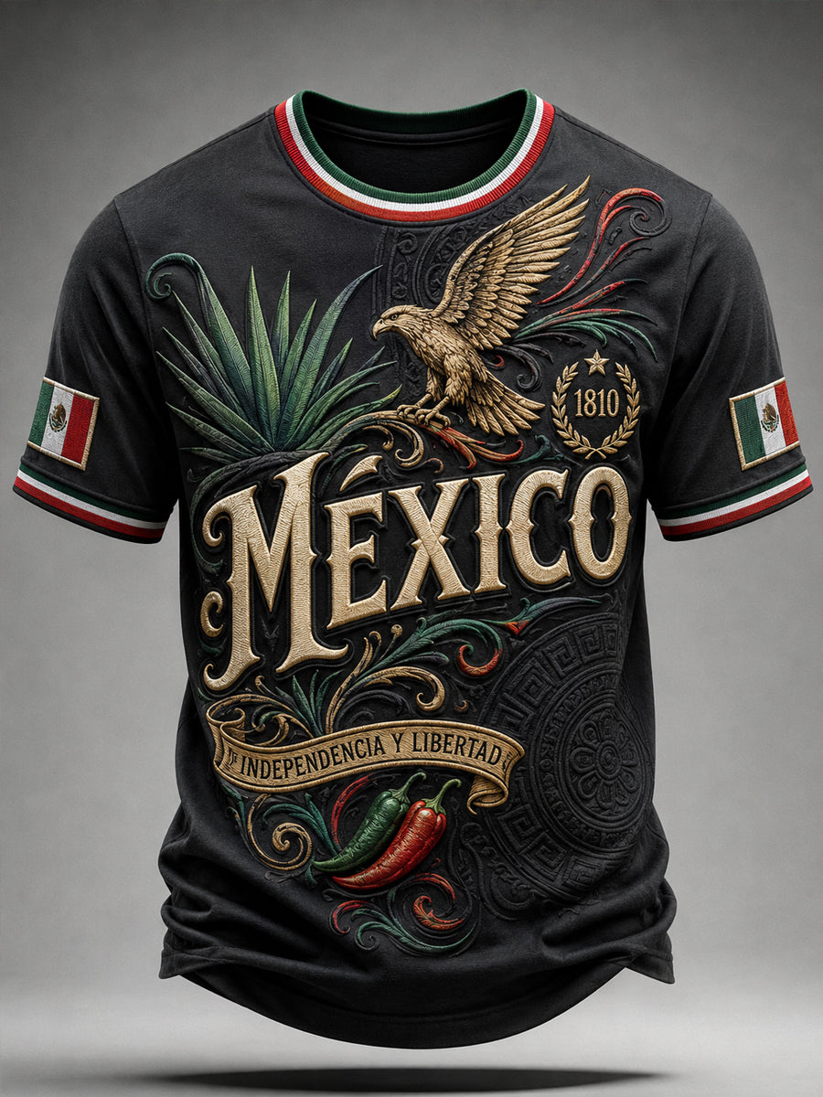Men’s Mexico Independence Day Print Casual Short-Sleeve T-Shirt