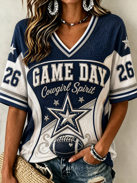 Women’s Rugby Dallas Cowboys Printed Casual Short-Sleeve T-Shirt