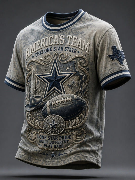 Men’s Rugby Dallas Cowboys Printed Casual Short-Sleeve T-Shirt