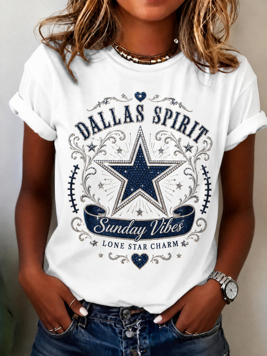 Women’s Rugby Dallas Cowboys Printed Casual T-Shirt