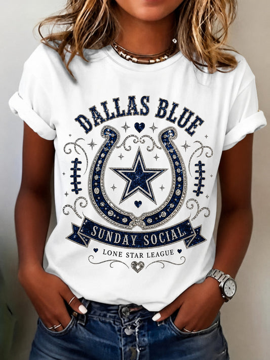 Women’s Rugby Dallas Cowboys Printed Casual T-Shirt