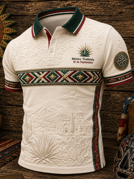 Men’s Mexican Independence Day Printed Casual Short-Sleeve Polo Shirt
