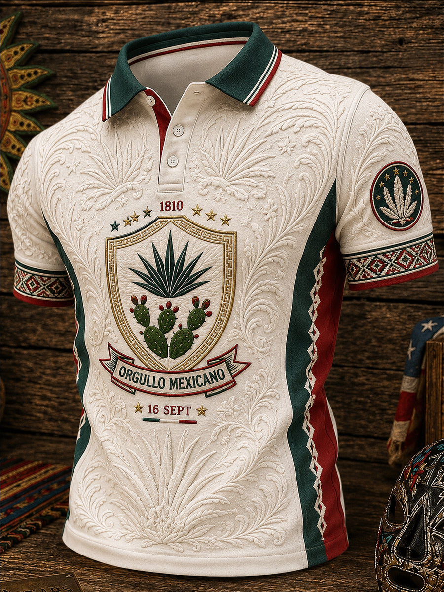 Men’s Mexican Independence Day Printed Casual Short-Sleeve Polo Shirt