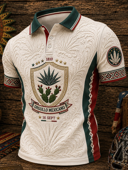 Men’s Mexican Independence Day Printed Casual Short-Sleeve Polo Shirt