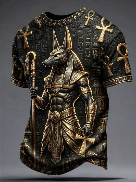 Men’s Ancient Egyptian Civilization Printed Casual Short-Sleeve T-Shirt