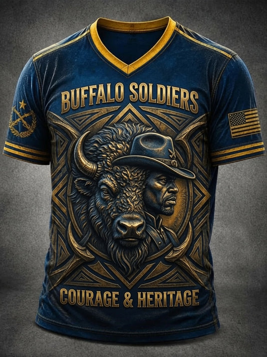 Men’s Buffalo Soldier Print Casual Short-Sleeve T-Shirt