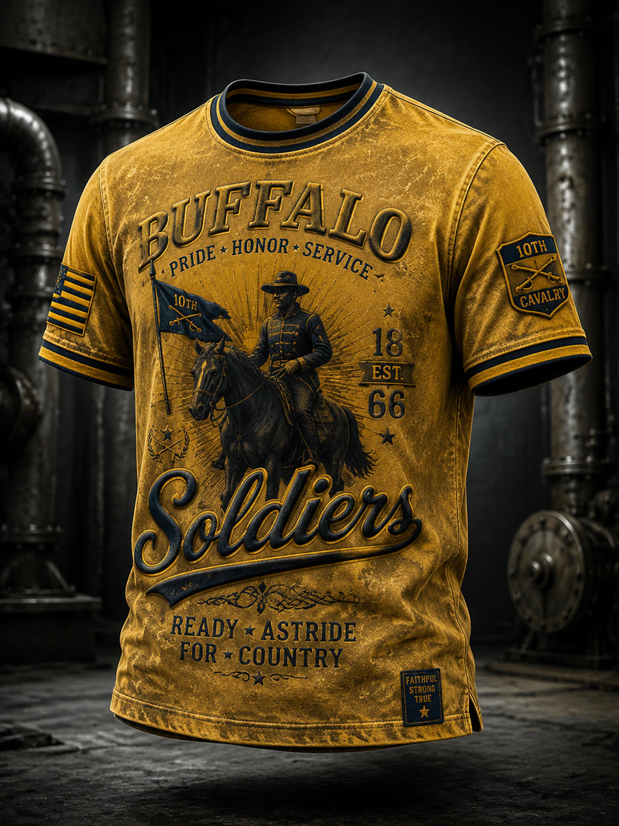 Men’s Buffalo Soldier Print Casual Short-Sleeve T-Shirt