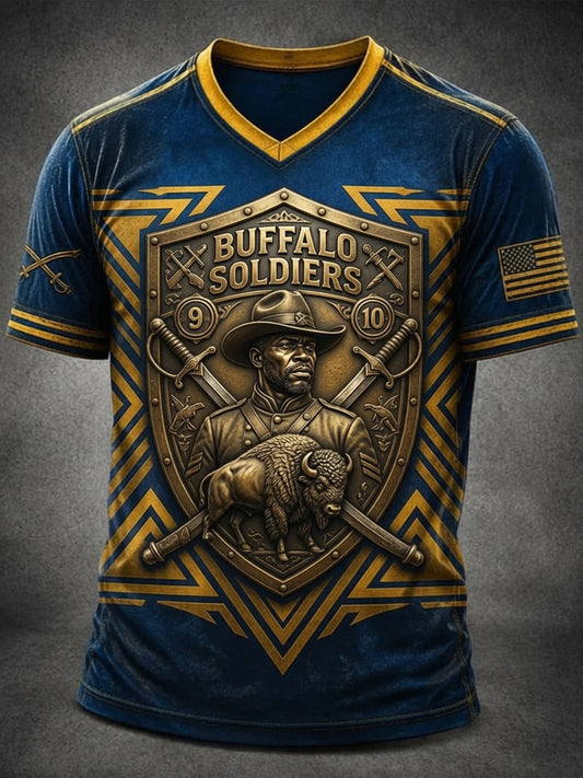 Men’s Buffalo Soldier Print Casual Short-Sleeve T-Shirt