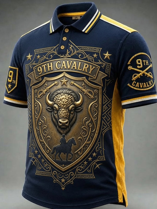 Men’s Buffalo Soldier Print Casual Short-Sleeve Polo Shirt