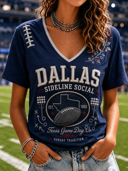 Women’s Rugby Dallas Cowboys Printed Casual T-Shirt